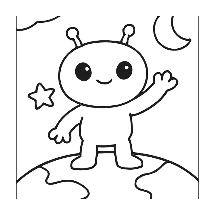 Coloriage étoiles et planètes à imprimer pour enfants
