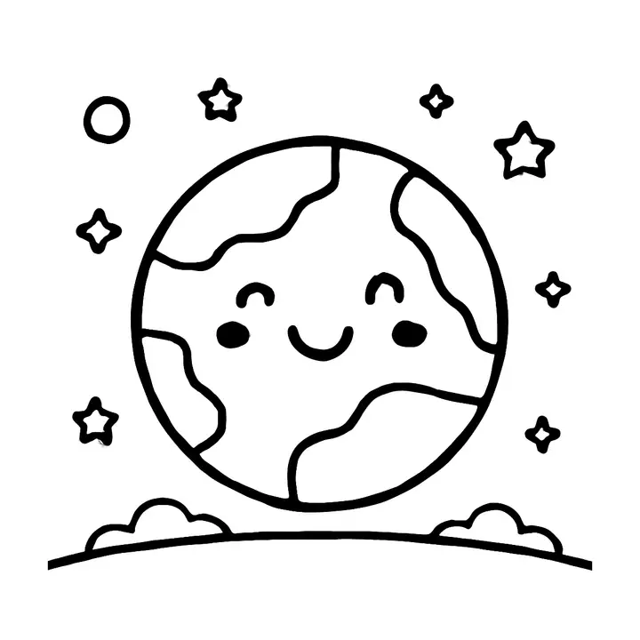 Coloriage étoiles et planètes à imprimer pour enfants